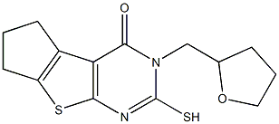 2-mercapto-3-(tetrahydrofuran-2-ylmethyl)-3,5,6,7-tetrahydro-4H-cyclopenta[4,5]thieno[2,3-d]pyrimidin-4-one 结构式