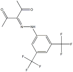 3-{2-[3,5-di(trifluoromethyl)phenyl]hydrazono}pentane-2,4-dione,,结构式