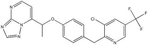 7-[1-(4-{[3-chloro-5-(trifluoromethyl)-2-pyridinyl]methyl}phenoxy)ethyl][1,2,4]triazolo[1,5-a]pyrimidine Struktur