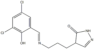 4-{3-[(3,5-dichloro-2-hydroxybenzylidene)amino]propyl}-4,5-dihydro-1H-pyrazol-5-one,,结构式