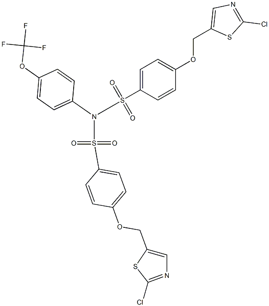 4-[(2-chloro-1,3-thiazol-5-yl)methoxy]-N-({4-[(2-chloro-1,3-thiazol-5-yl)methoxy]phenyl}sulfonyl)-N-[4-(trifluoromethoxy)phenyl]benzenesulfonamide