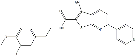 3-amino-N-(3,4-dimethoxyphenethyl)-6-(4-pyridinyl)thieno[2,3-b]pyridine-2-carboxamide,,结构式