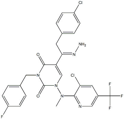 5-[2-(4-chlorophenyl)ethanehydrazonoyl]-1-[[3-chloro-5-(trifluoromethyl)-2-pyridinyl](methyl)amino]-3-(4-fluorobenzyl)-2,4(1H,3H)-pyrimidinedione
