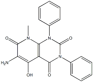 6-amino-5-hydroxy-8-methyl-1,3-diphenyl-1,2,3,4,7,8-hexahydropyrido[2,3-d]p yrimidine-2,4,7-trione 结构式