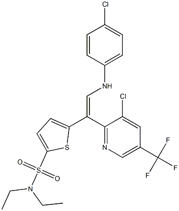 5-{2-(4-chloroanilino)-1-[3-chloro-5-(trifluoromethyl)-2-pyridinyl]vinyl}-N,N-diethyl-2-thiophenesulfonamide Struktur