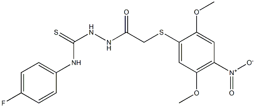 N1-(4-fluorophenyl)-2-{2-[(2,5-dimethoxy-4-nitrophenyl)thio]acetyl}hydrazine-1-carbothioamide Struktur