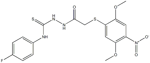 N1-(4-fluorophenyl)-2-{2-[(2,5-dimethoxy-4-nitrophenyl)thio]acetyl}hydrazine-1-carbothioamide