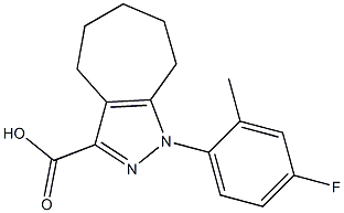 1-(4-fluoro-2-methylphenyl)-1,4,5,6,7,8-hexahydrocyclohepta[c]pyrazole-3-carboxylic acid 化学構造式