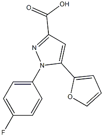 1-(4-fluorophenyl)-5-(furan-2-yl)-1H-pyrazole-3-carboxylic acid,,结构式