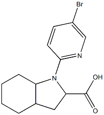1-(5-bromopyridin-2-yl)octahydro-1H-indole-2-carboxylic acid 化学構造式