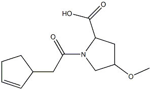 1-(cyclopent-2-en-1-ylacetyl)-4-methoxypyrrolidine-2-carboxylic acid Struktur