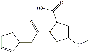 1-(cyclopent-2-en-1-ylacetyl)-4-methoxypyrrolidine-2-carboxylic acid Structure