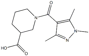 1-[(1,3,5-trimethyl-1H-pyrazol-4-yl)carbonyl]piperidine-3-carboxylic acid,,结构式