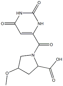 1-[(2,6-dioxo-1,2,3,6-tetrahydropyrimidin-4-yl)carbonyl]-4-methoxypyrrolidine-2-carboxylic acid,,结构式