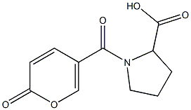 1-[(2-oxo-2H-pyran-5-yl)carbonyl]pyrrolidine-2-carboxylic acid,,结构式