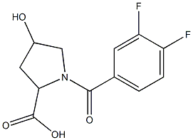 1-[(3,4-difluorophenyl)carbonyl]-4-hydroxypyrrolidine-2-carboxylic acid Struktur