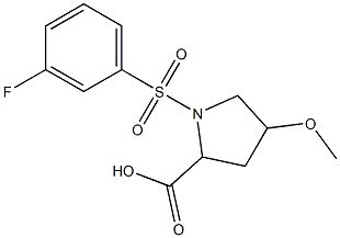 1-[(3-fluorobenzene)sulfonyl]-4-methoxypyrrolidine-2-carboxylic acid Struktur
