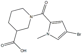 1-[(4-bromo-1-methyl-1H-pyrrol-2-yl)carbonyl]piperidine-3-carboxylic acid,,结构式