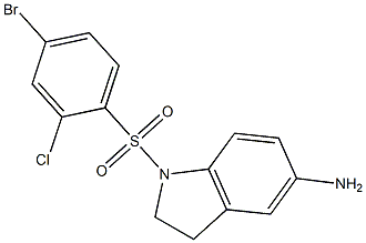 1-[(4-bromo-2-chlorobenzene)sulfonyl]-2,3-dihydro-1H-indol-5-amine 化学構造式