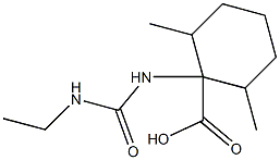 1-[(ethylcarbamoyl)amino]-2,6-dimethylcyclohexane-1-carboxylic acid 化学構造式