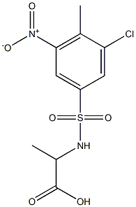 2-[(3-chloro-4-methyl-5-nitrobenzene)sulfonamido]propanoic acid Struktur
