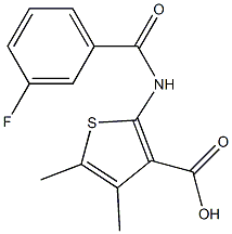2-[(3-fluorobenzoyl)amino]-4,5-dimethylthiophene-3-carboxylic acid Struktur
