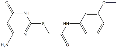 2-[(4-amino-6-oxo-1,6-dihydropyrimidin-2-yl)sulfanyl]-N-(3-methoxyphenyl)acetamide,,结构式