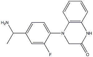 4-[4-(1-aminoethyl)-2-fluorophenyl]-1,2,3,4-tetrahydroquinoxalin-2-one Struktur