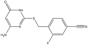 4-{[(4-amino-6-oxo-1,6-dihydropyrimidin-2-yl)sulfanyl]methyl}-3-fluorobenzonitrile,,结构式