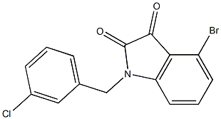 4-bromo-1-[(3-chlorophenyl)methyl]-2,3-dihydro-1H-indole-2,3-dione,,结构式