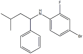 4-bromo-2-fluoro-N-(3-methyl-1-phenylbutyl)aniline,,结构式