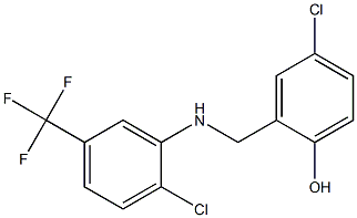 4-chloro-2-({[2-chloro-5-(trifluoromethyl)phenyl]amino}methyl)phenol 化学構造式