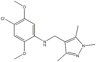 4-chloro-2,5-dimethoxy-N-[(1,3,5-trimethyl-1H-pyrazol-4-yl)methyl]aniline,,结构式