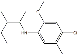 4-chloro-2-methoxy-5-methyl-N-(3-methylpentan-2-yl)aniline,,结构式