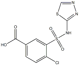 4-chloro-3-(1,3,4-thiadiazol-2-ylsulfamoyl)benzoic acid,,结构式