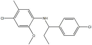 4-chloro-N-[1-(4-chlorophenyl)propyl]-2-methoxy-5-methylaniline,,结构式