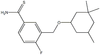 4-fluoro-3-{[(3,3,5-trimethylcyclohexyl)oxy]methyl}benzene-1-carbothioamide Struktur