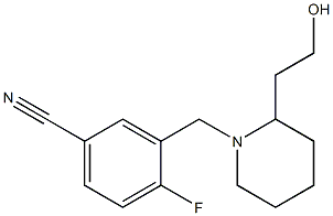 4-fluoro-3-{[2-(2-hydroxyethyl)piperidin-1-yl]methyl}benzonitrile 化学構造式