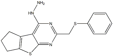 4-hydrazino-2-[(phenylthio)methyl]-6,7-dihydro-5H-cyclopenta[4,5]thieno[2,3-d]pyrimidine,,结构式
