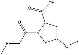 4-methoxy-1-[2-(methylsulfanyl)acetyl]pyrrolidine-2-carboxylic acid 化学構造式