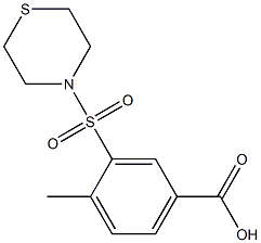 4-methyl-3-(thiomorpholine-4-sulfonyl)benzoic acid,,结构式