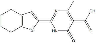 4-methyl-6-oxo-2-(4,5,6,7-tetrahydro-1-benzothiophen-2-yl)-1,6-dihydropyrimidine-5-carboxylic acid Struktur