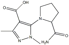 5-(2-carbamoylpyrrolidin-1-yl)-1,3-dimethyl-1H-pyrazole-4-carboxylic acid,,结构式