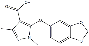 5-(2H-1,3-benzodioxol-5-yloxy)-1,3-dimethyl-1H-pyrazole-4-carboxylic acid 结构式