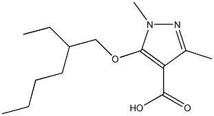 5-[(2-ethylhexyl)oxy]-1,3-dimethyl-1H-pyrazole-4-carboxylic acid Struktur