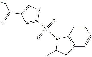5-[(2-methyl-2,3-dihydro-1H-indole-1-)sulfonyl]thiophene-3-carboxylic acid Struktur