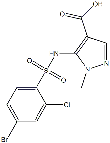 5-[(4-bromo-2-chlorobenzene)sulfonamido]-1-methyl-1H-pyrazole-4-carboxylic acid Struktur