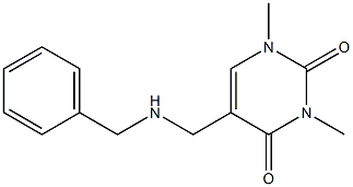 5-[(benzylamino)methyl]-1,3-dimethyl-1,2,3,4-tetrahydropyrimidine-2,4-dione Struktur