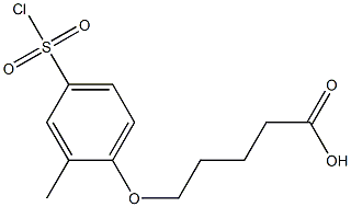 5-[4-(chlorosulfonyl)-2-methylphenoxy]pentanoic acid Struktur