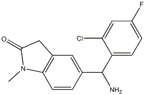5-[amino(2-chloro-4-fluorophenyl)methyl]-1-methyl-2,3-dihydro-1H-indol-2-one Struktur